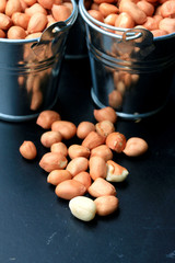 Peanut on black background