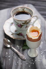 Boiled eggs and coffee