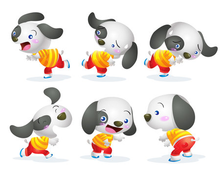 cute dog character action