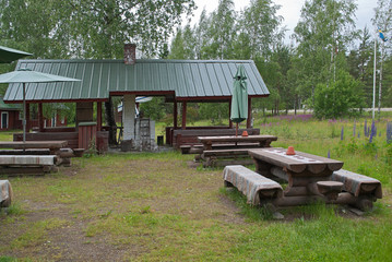 View of the courtyard of the Finnish roadside tavern.