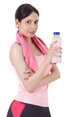 girl doing sport water bottle