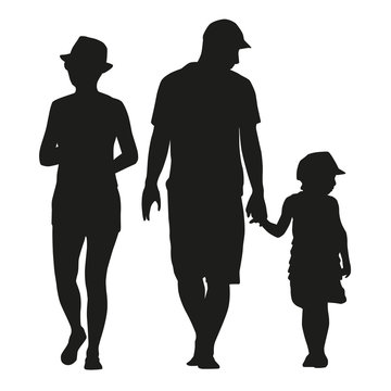 Vector Silhouette Of A Family With A Small Child