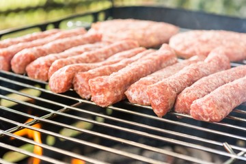 Tasty meat on a barbeque. 