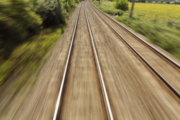 Fototapeta na wymiar railway, train lines moving effect