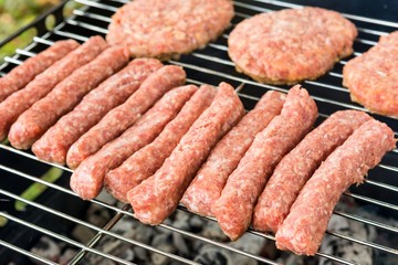 Tasty meat on a barbeque. 