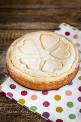 Homemade poppi pie with pastry hearts