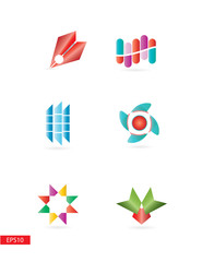 Colorful simple but elegant modern 3d logo elements set for various use .