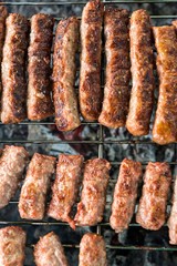 Tasty meat on a barbeque. 