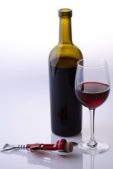 Bottle glass and wine opener