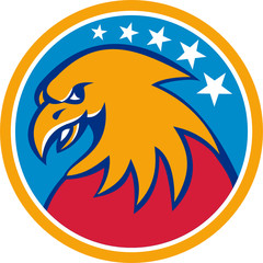 American Bald Eagle Head Stars Circle Retro