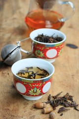 tea on wood vintage