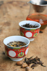 tea on wood vintage