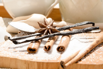 Obraz na płótnie Canvas aromatic vanilla and cinnamon bark