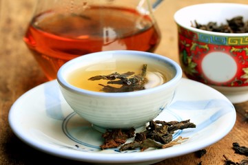 tea on wood vintage