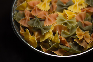 Raw multi color flavored  pasta 