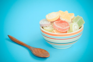 Colorful fruit-paste sweets with filter effect retro vintage sty