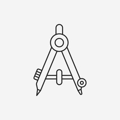 Stationery compasses line icon
