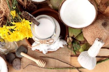 Coconut and milk , oil coco for organic healthy food and beauty