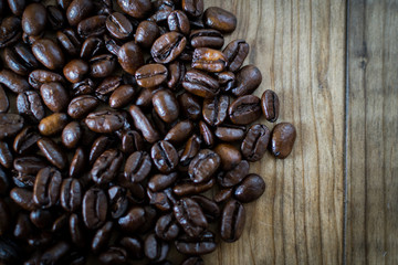 Roasted Coffee Beans on a Wooden Table