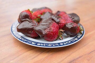 red strawberries in chocolate