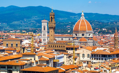 Fototapeta na wymiar View of Cathedral of Santa Maria del Fiore from Michelangelo's hill, Florence, Italy