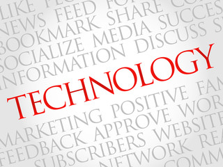Technology word cloud, business concept