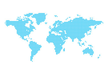 light blue vector map of world - circles