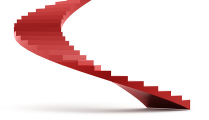 Fototapeta premium Red spiral stairs concept rendered