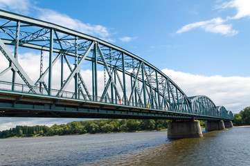 Fototapeta na wymiar Torun famous truss bridge over Vistula river, Poland. 