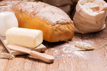 Composition of fresh bread, cereals and grains.