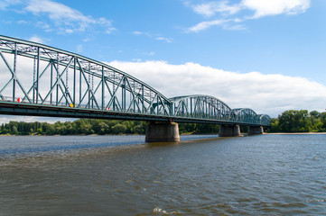 Fototapeta na wymiar Torun famous truss bridge over Vistula river, Poland