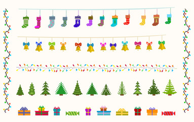 garland set of pixel art for christmas and new year