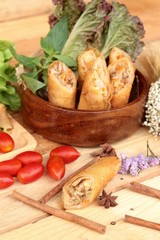 Fried spring rolls traditional for appetizer food.