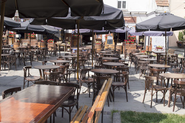 tables and chairs in the restaurant