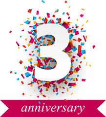 Three paper confetti sign.