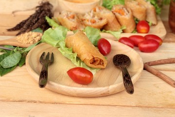 Fried spring rolls traditional for appetizer food.