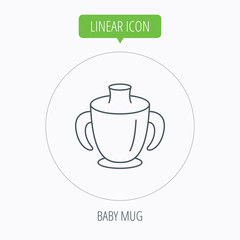 Toddler spout cup icon. Baby mug sign.