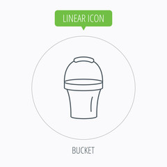 Bucket icon. Trash bin sign. Garden equipment.
