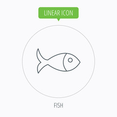 Fish icon. Seafood sign. Vegetarian food symbol.