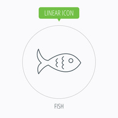 Fish icon. Seafood sign. Vegetarian food symbol.