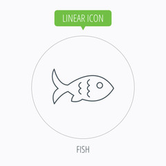 Fish icon. Seafood sign. Vegetarian food symbol.