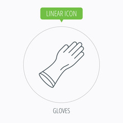 Rubber gloves icon. Latex hand protection sign.