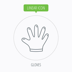 Rubber gloves icon. Latex hand protection sign.