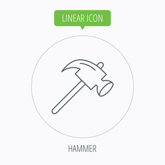 Hammer icon. Repair or fix sign.
