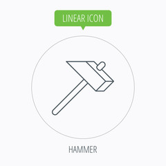 Hammer icon. Repair or fix sign.