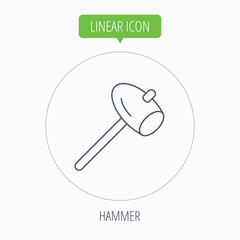 Hammer icon. Repair or fix sign.