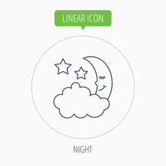 Night or sleep icon. Moon and stars sign.