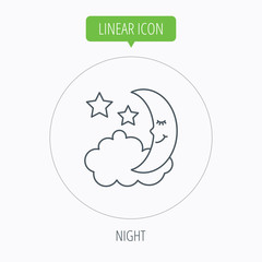 Night or sleep icon. Moon and stars sign.