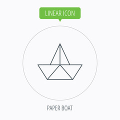 Paper boat icon. Origami ship sign.