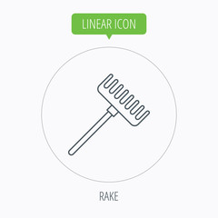 Rake icon. Gardening equipment sign.